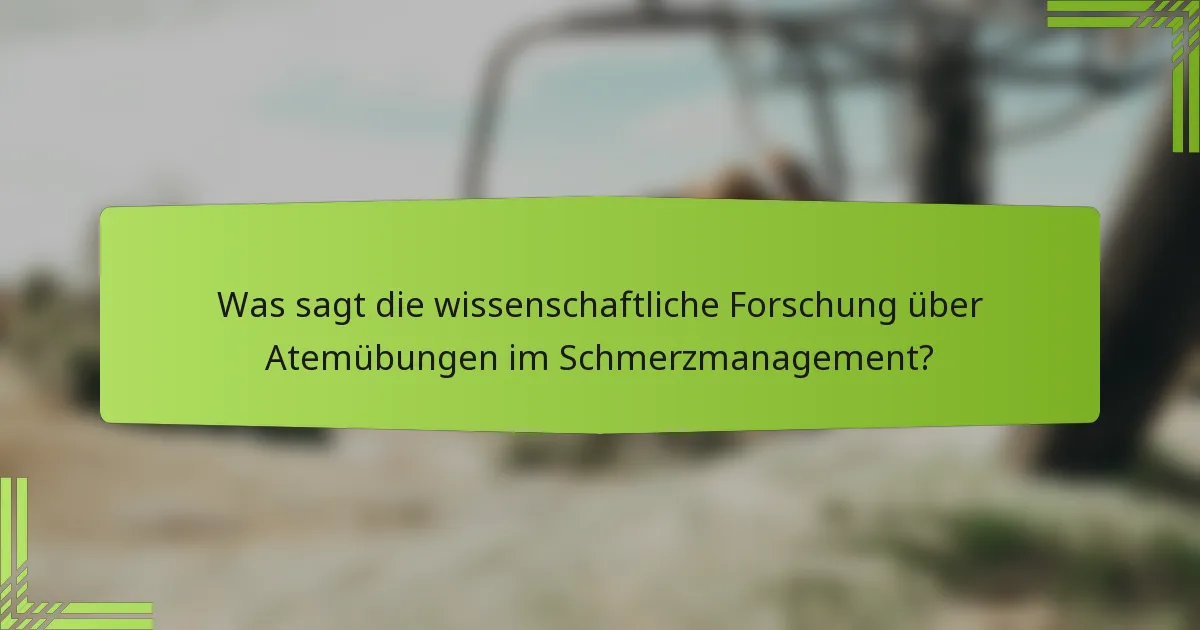 Was sagt die wissenschaftliche Forschung über Atemübungen im Schmerzmanagement?
