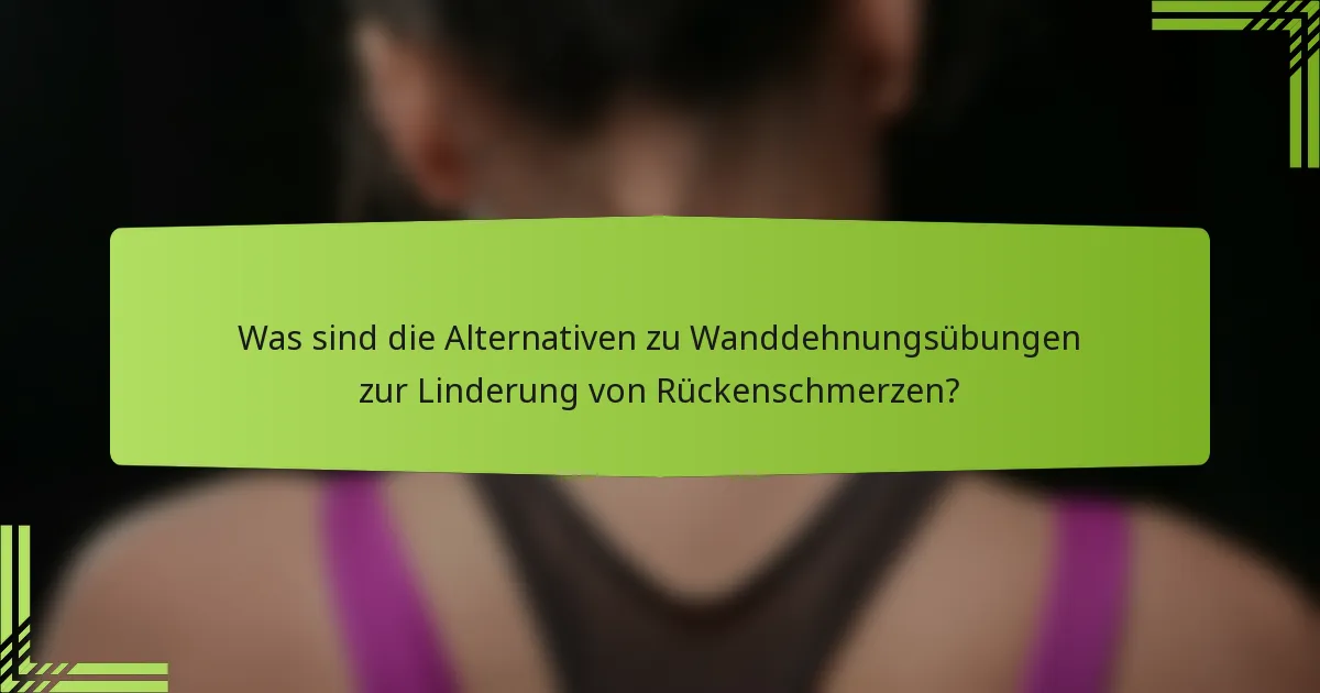Was sind die Alternativen zu Wanddehnungsübungen zur Linderung von Rückenschmerzen?