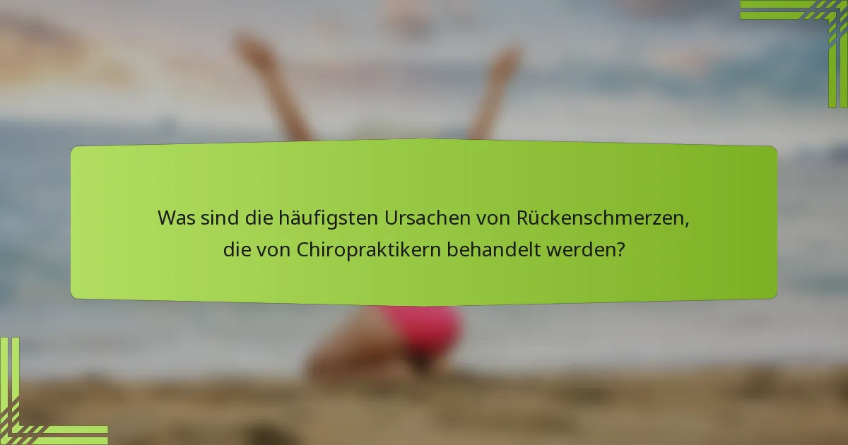 Was sind die häufigsten Ursachen von Rückenschmerzen, die von Chiropraktikern behandelt werden?