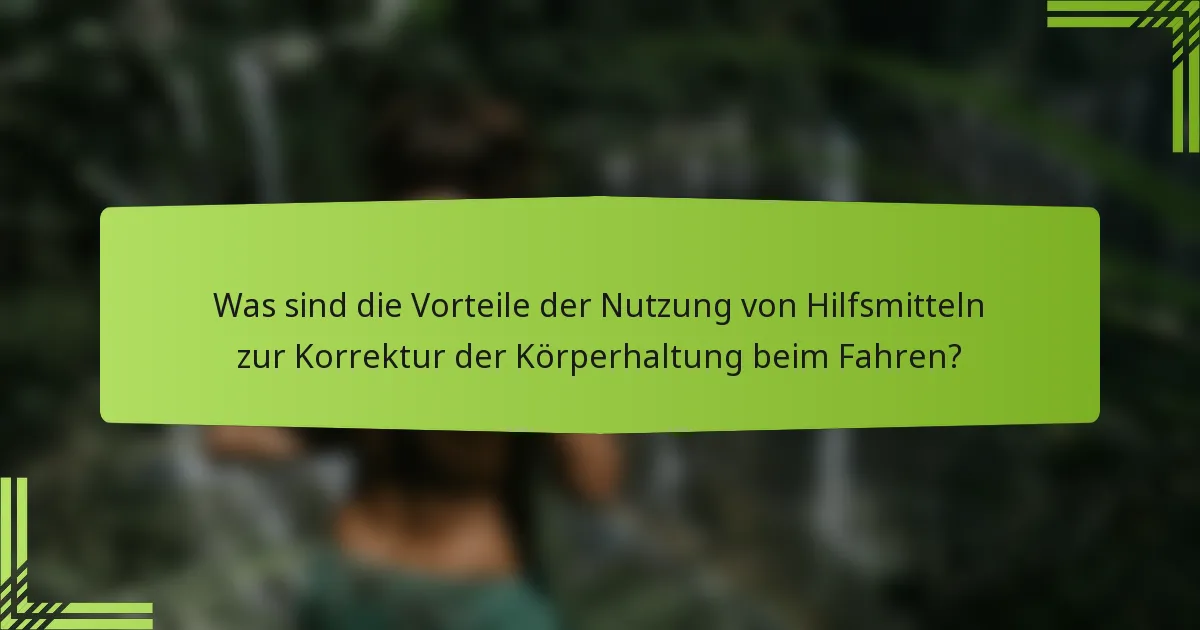 Was sind die Vorteile der Nutzung von Hilfsmitteln zur Korrektur der Körperhaltung beim Fahren?