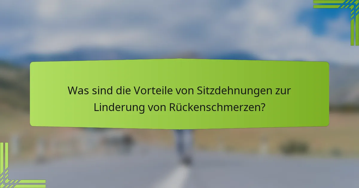 Was sind die Vorteile von Sitzdehnungen zur Linderung von Rückenschmerzen?