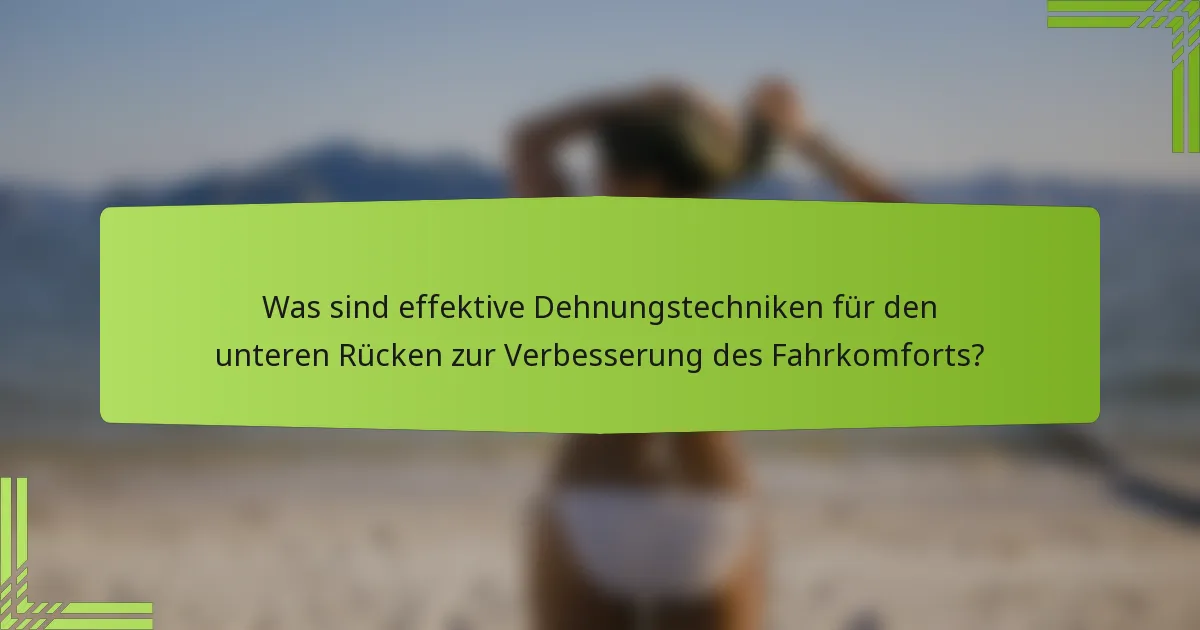 Was sind effektive Dehnungstechniken für den unteren Rücken zur Verbesserung des Fahrkomforts?