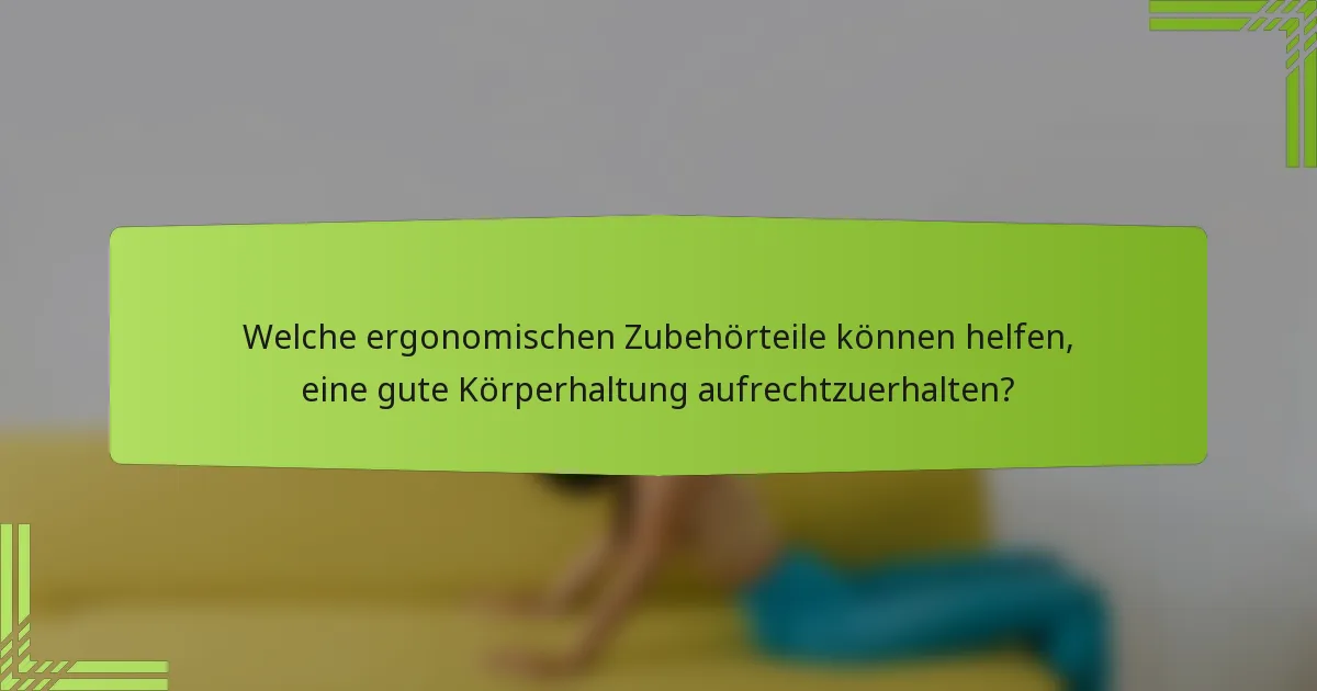 Welche ergonomischen Zubehörteile können helfen, eine gute Körperhaltung aufrechtzuerhalten?
