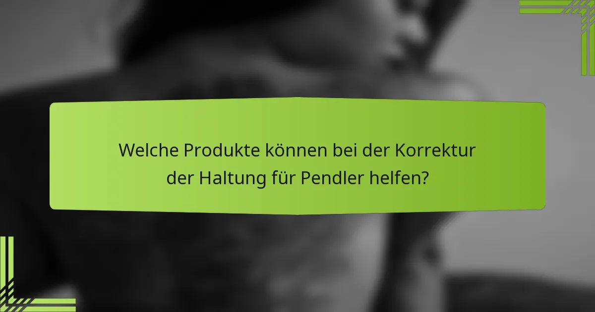 Welche Produkte können bei der Korrektur der Haltung für Pendler helfen?
