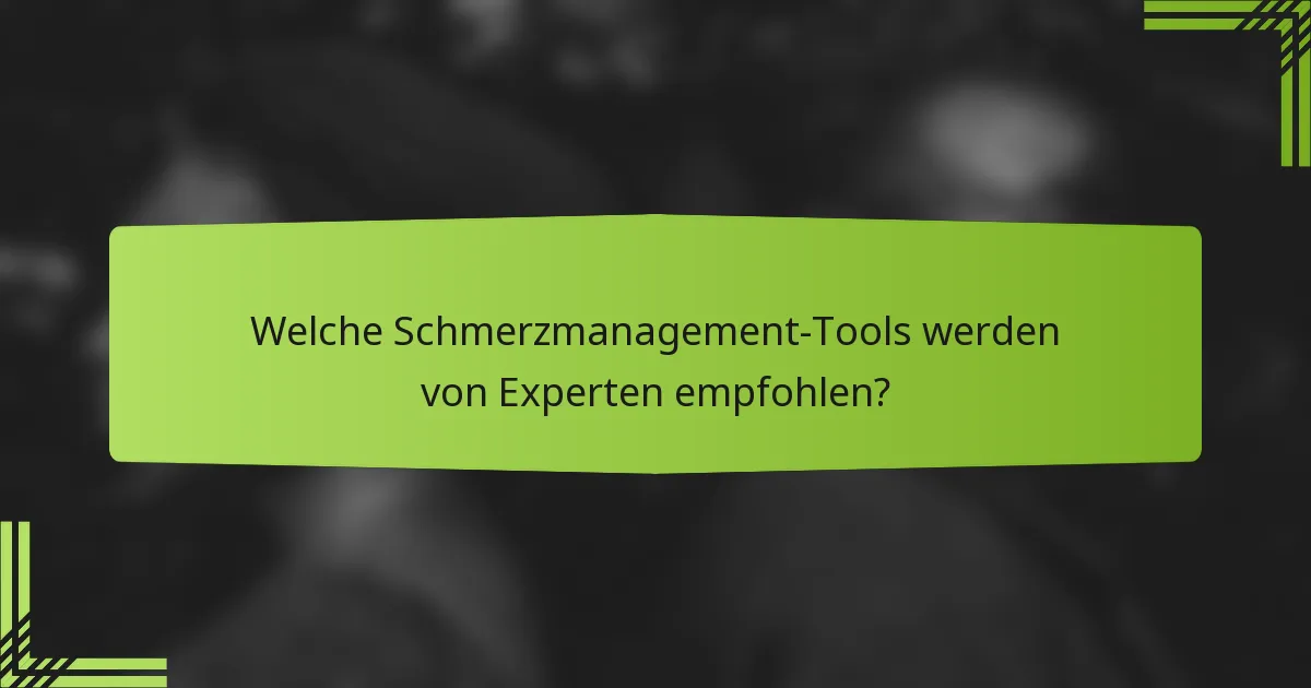 Welche Schmerzmanagement-Tools werden von Experten empfohlen?