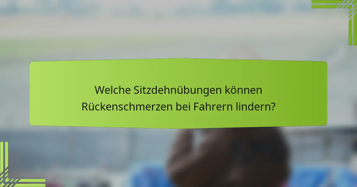 Welche Sitzdehnübungen können Rückenschmerzen bei Fahrern lindern?