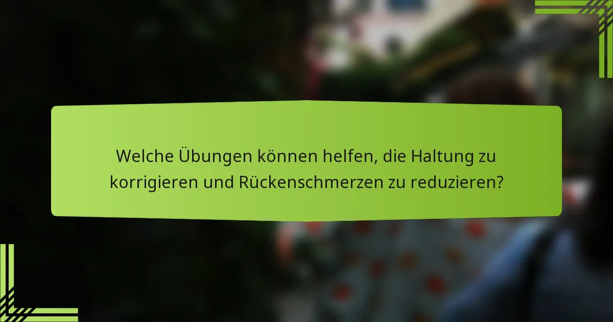 Welche Übungen können helfen, die Haltung zu korrigieren und Rückenschmerzen zu reduzieren?