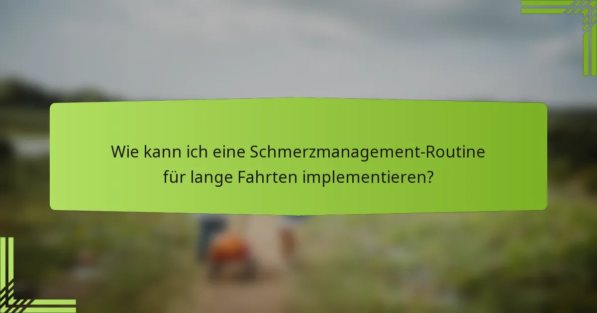 Wie kann ich eine Schmerzmanagement-Routine für lange Fahrten implementieren?