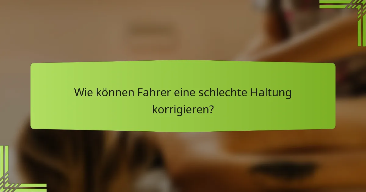 Wie können Fahrer eine schlechte Haltung korrigieren?