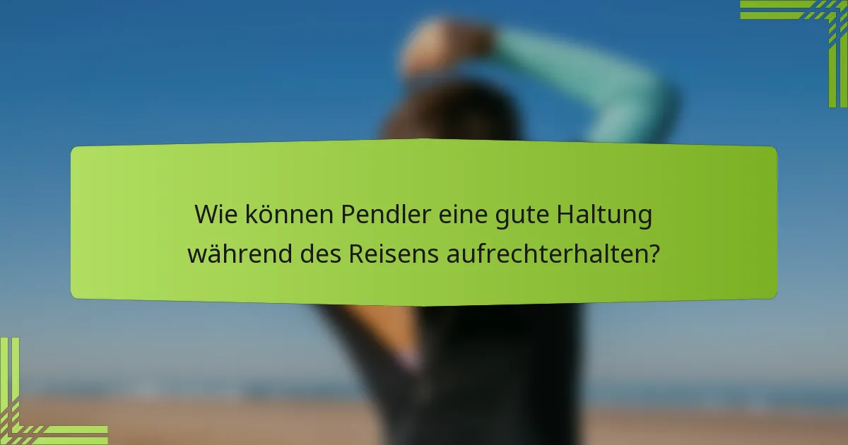 Wie können Pendler eine gute Haltung während des Reisens aufrechterhalten?