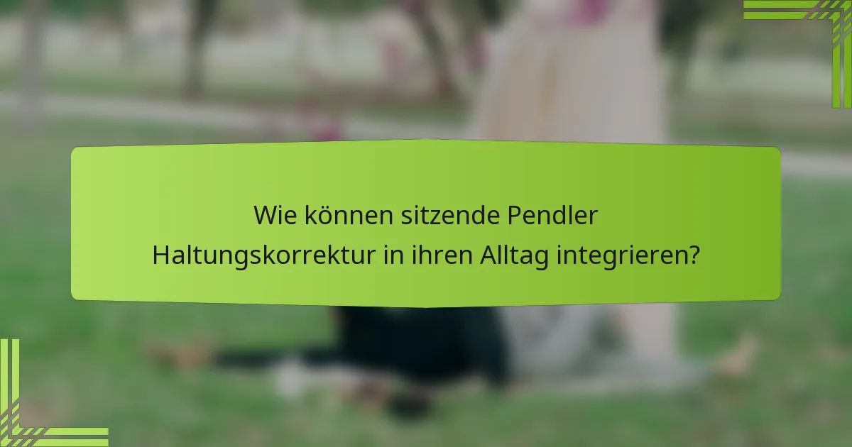 Wie können sitzende Pendler Haltungskorrektur in ihren Alltag integrieren?