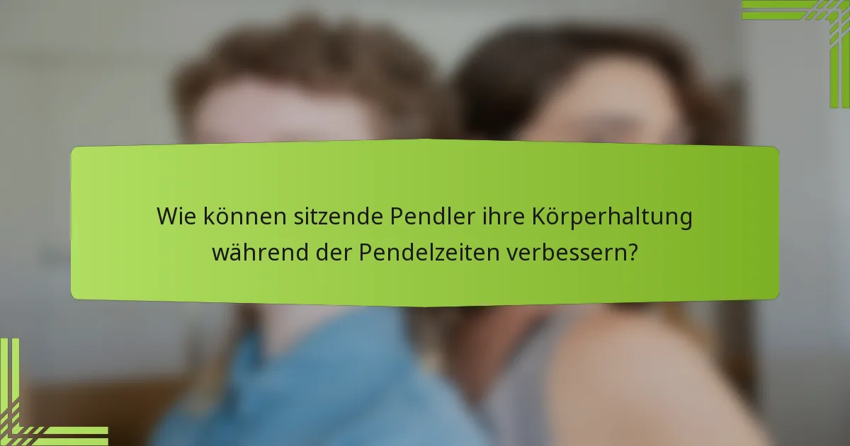 Wie können sitzende Pendler ihre Körperhaltung während der Pendelzeiten verbessern?