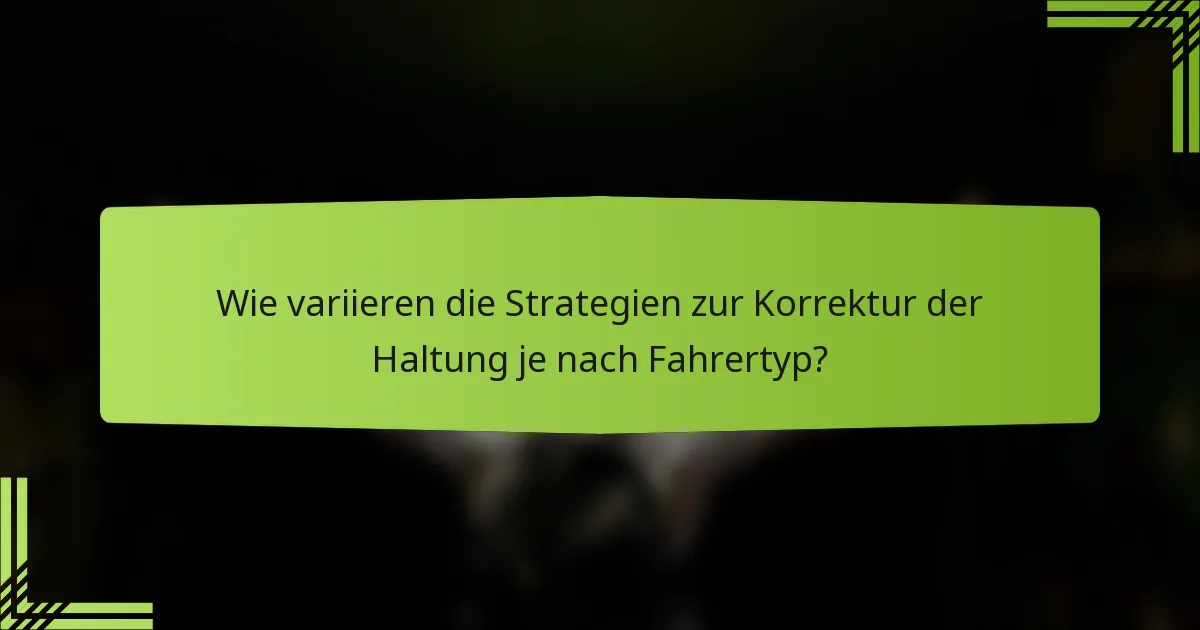 Wie variieren die Strategien zur Korrektur der Haltung je nach Fahrertyp?
