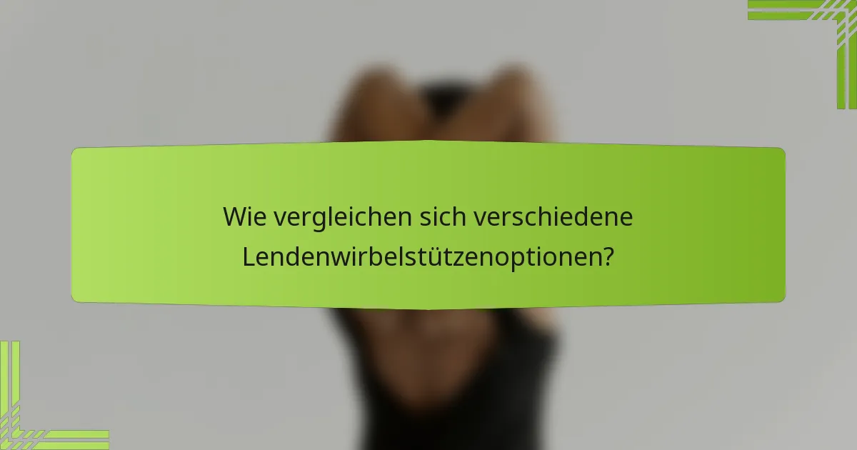 Wie vergleichen sich verschiedene Lendenwirbelstützenoptionen?
