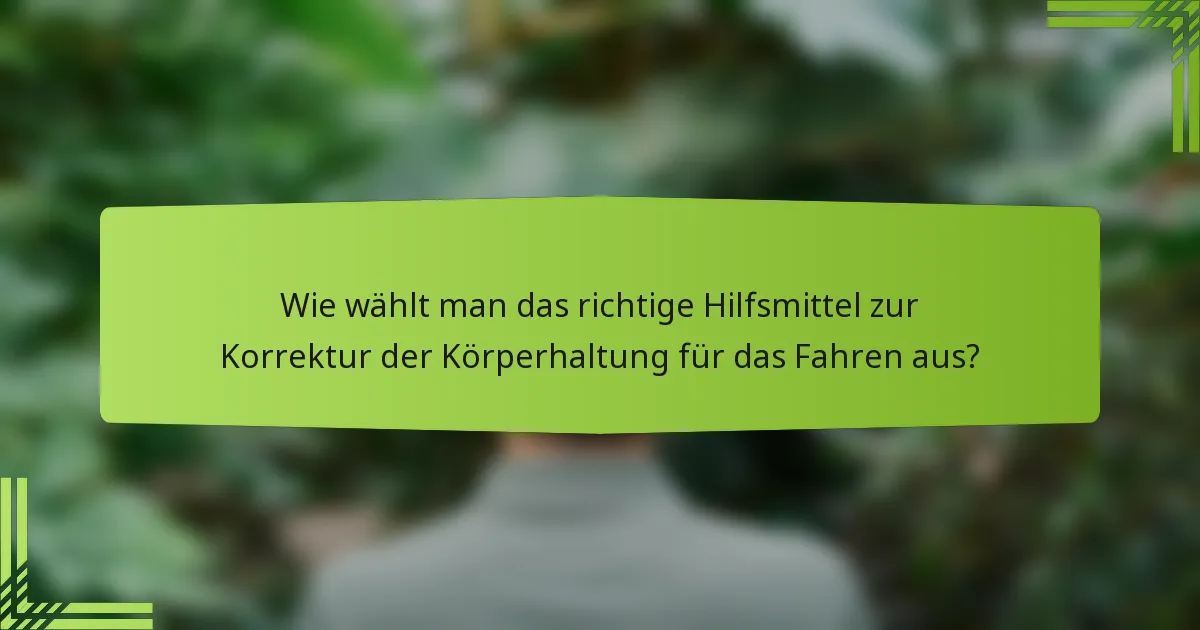 Wie wählt man das richtige Hilfsmittel zur Korrektur der Körperhaltung für das Fahren aus?