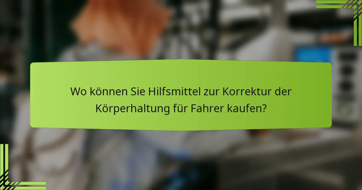 Wo können Sie Hilfsmittel zur Korrektur der Körperhaltung für Fahrer kaufen?